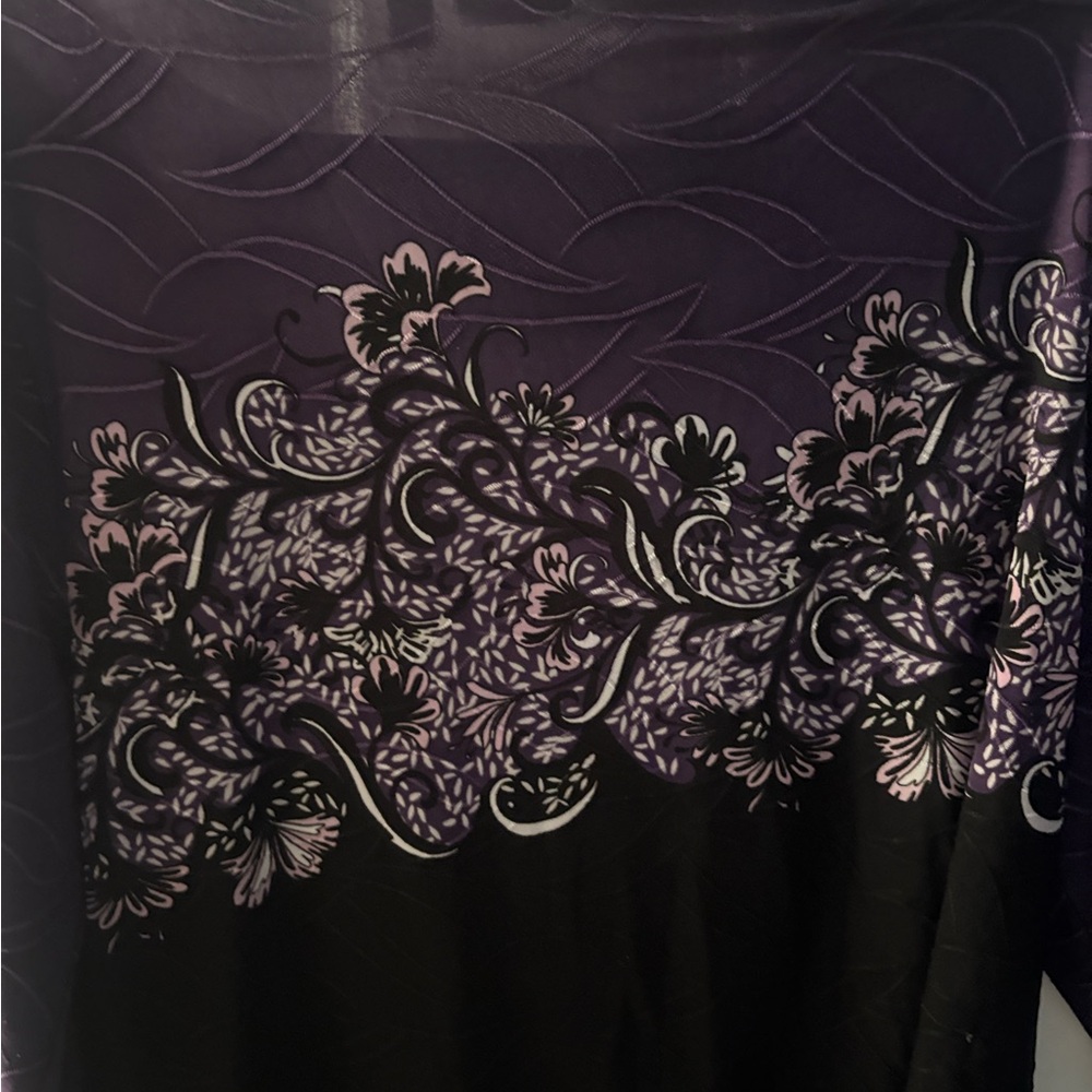 Croft & Barrow Purple and Black Floral Blouse - Picture 7 of 8
